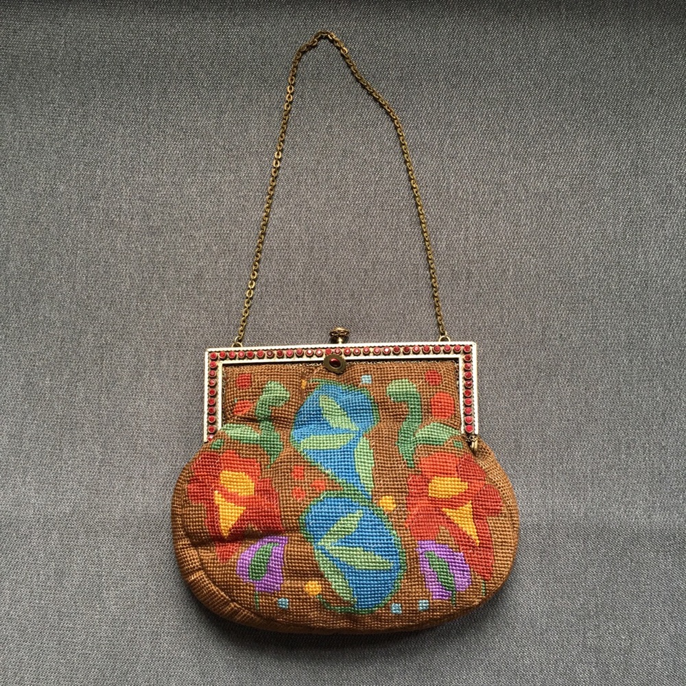 Vintage Italian Cross Stitch Frame Clutch